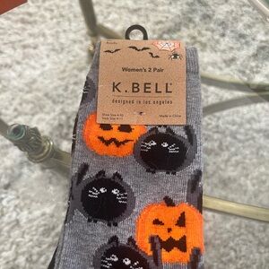 K. Bell Halloween Cat and Pumpkin Socks